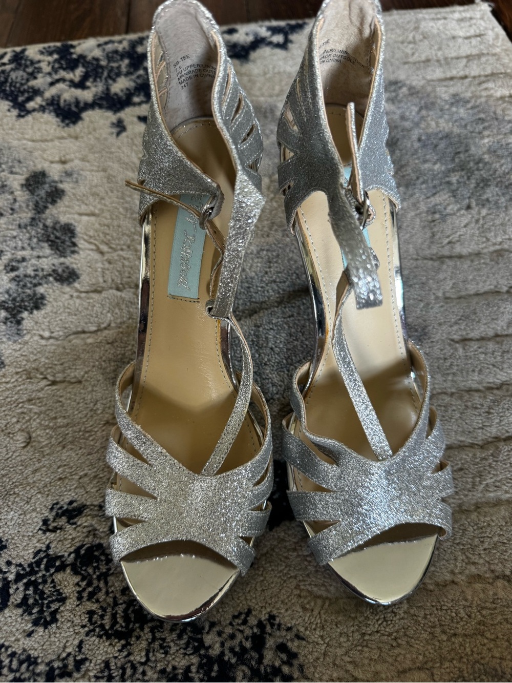 Silver Glitter High Heel Sandals - Women's Dress Shoes